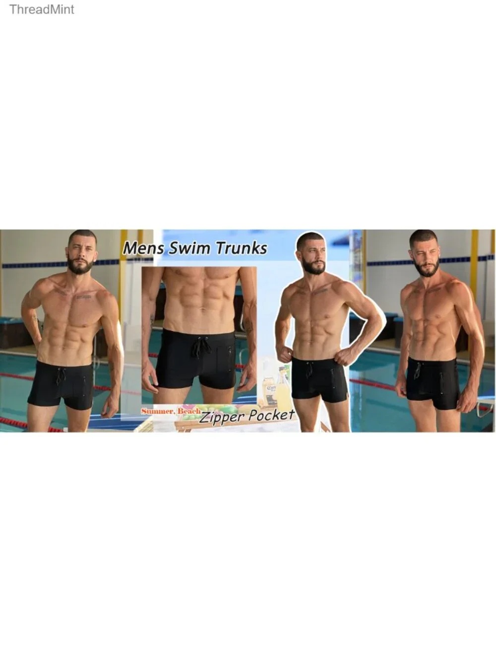 Mens Quick Dry Swim Trunks Slim Fit Briefs Board Shorts Beachwear